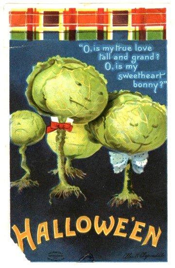 Halloween vintage card with cabbages of all things.